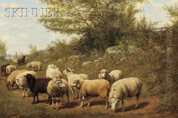 Sheep In A Pasture Oil Painting by Arthur Fitzwilliam Tait