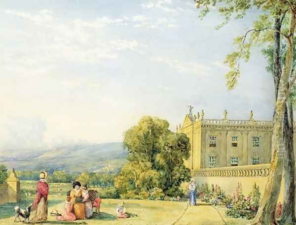 View of Chatsworth, Derbyshire, c.1820 Oil Painting by Frances Elizabeth Swinburne