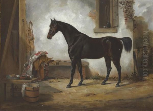 Portrait Of A Celebrated Trotting Horse Oil Painting by Arthur Fitzwilliam Tait