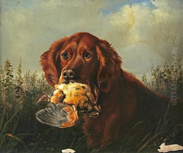 Good Dog Retrieving Fowl Oil Painting by Arthur Fitzwilliam Tait