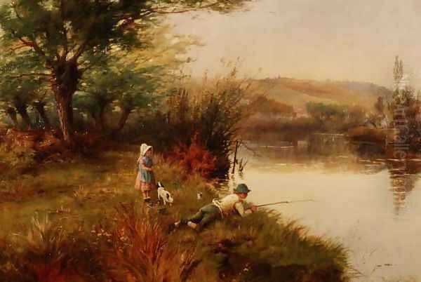 The Young Anglers Oil Painting by Reginald Smith