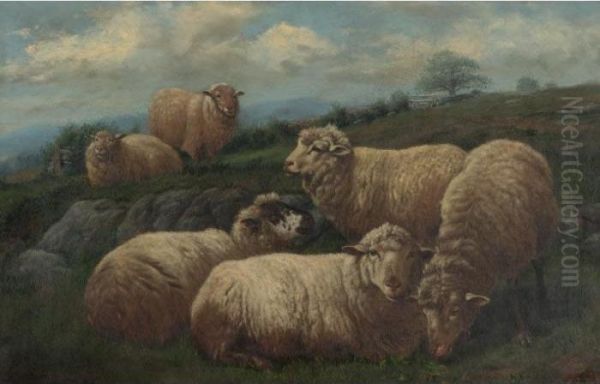 Sheep In A Pasture Oil Painting by Arthur Fitzwilliam Tait