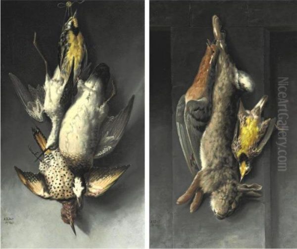 Still Lifes Of Hanging Game: A Pair Oil Painting by Arthur Fitzwilliam Tait