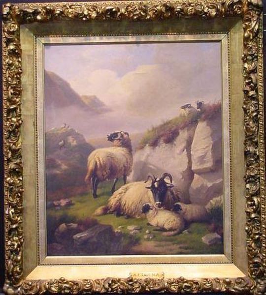 Highland Sheep Oil Painting by Arthur Fitzwilliam Tait