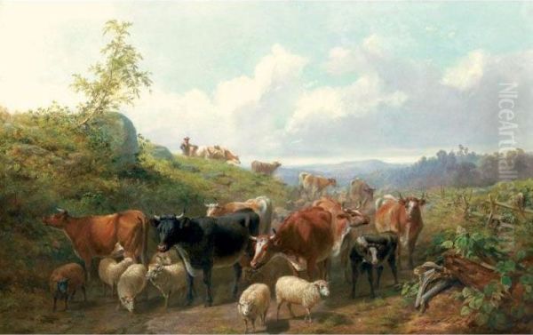 Down The Road In Franklin County, New York Oil Painting by Arthur Fitzwilliam Tait