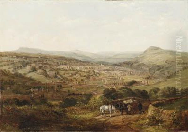 A View Of Halifax, Yorkshire; And A View Of Brighouse,yorkshire Oil Painting by Arthur Fitzwilliam Tait