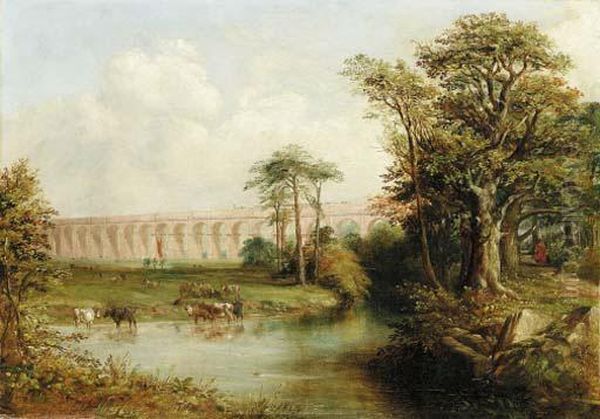 Viaduct Near Alderley Edge Oil Painting by Arthur Fitzwilliam Tait