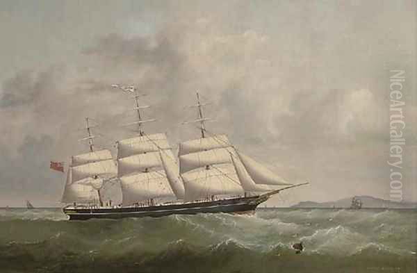 The British Peer outward bound, possibly on her maiden voyage, off the South Stack Lighthouse Oil Painting by Joseph Semple