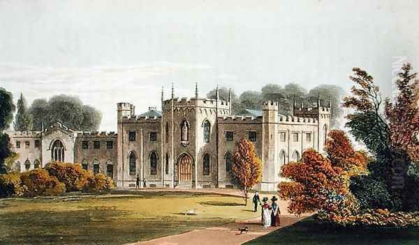 Roehampton Priory, from Ackermanns Repository of Arts, published 1827 Oil Painting by Stockdale, Frederick Wilton Litchfield