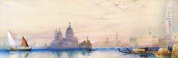 The Dogana and The Church of Santa Maria della Salulte, Venice Oil Painting by William Collingwood Smith