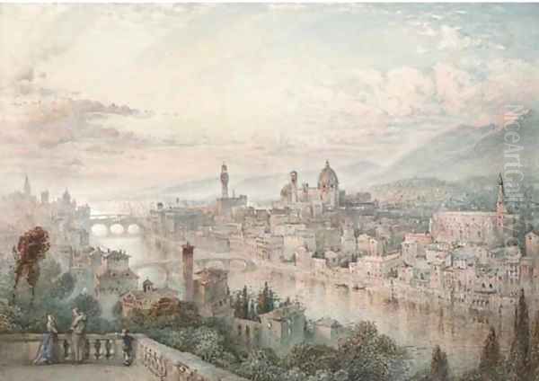 Florence from Piazzale Michelangelo Oil Painting by William Collingwood Smith