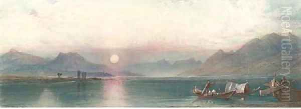 Sunset on Lago d'Iseo, Italy Oil Painting by William Collingwood Smith