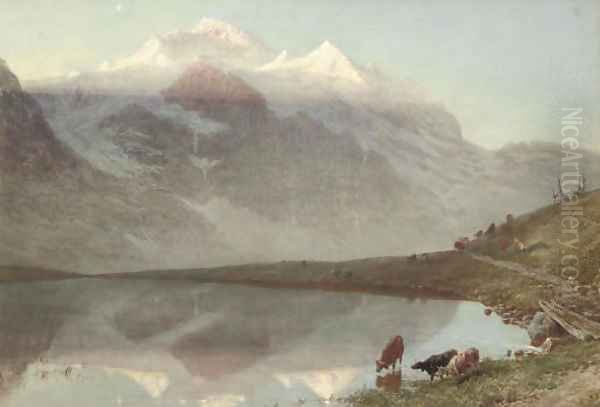 The Jungfrau at sunrise Oil Painting by William Collingwood Smith