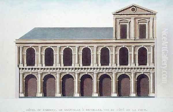 Side View of the Residence of Cardinal de Granvelle 1517-86, Brussels, from Choix des Monuments, Edifices et Maisons les plus remarquables du Royaume des Pays-Bas by Pierre Jacques Goetghebuer, engraved by the author, published 1827 Oil Painting by Suys, Tilman-Francois