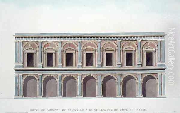 Residence of Cardinal de Granvelle 1517-86, Brussels, View from the Garden, from Choix des Monuments, Edifices et Maisons les plus remarquables du Royaume des Pays-Bas by Pierre Jacques Goetghebuer, published 1827 Oil Painting by Suys, Tilman-Francois