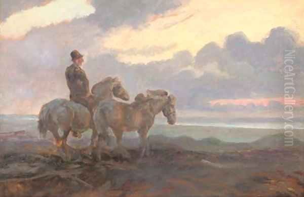 Icelandic horses Oil Painting by Continental School