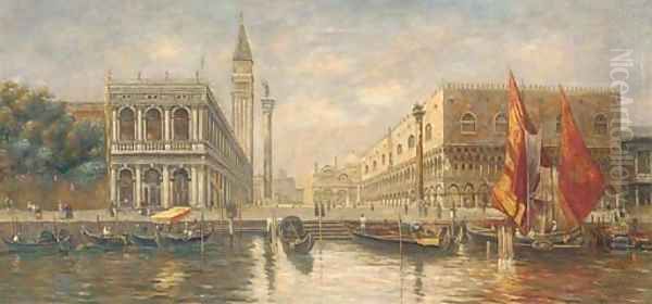 A view of St. Mark's Square; and Another similar Oil Painting by Continental School