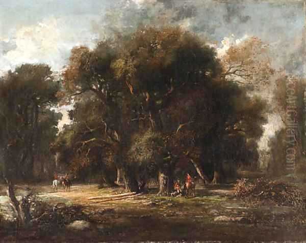 Landscape with huntsmen Oil Painting by Continental School