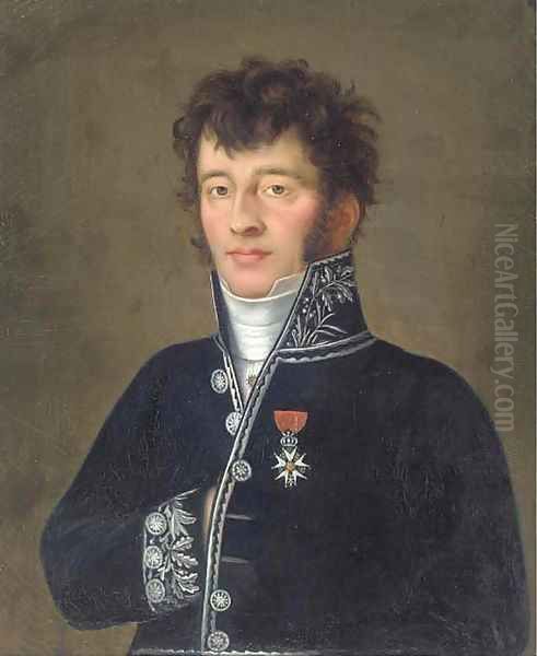 Portrait of an officer, bust-length, in military uniform Oil Painting by Continental School