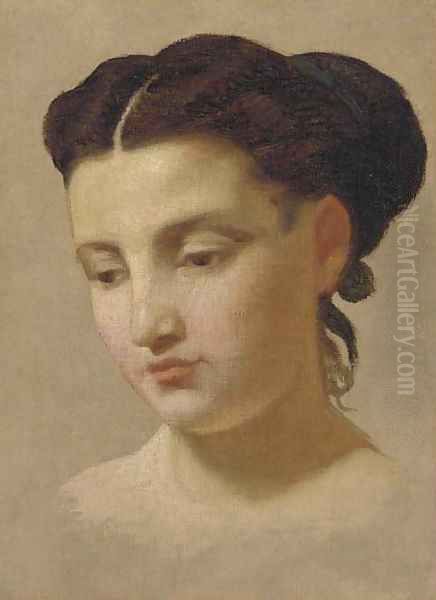 Study of a young lady, bust-length Oil Painting by Continental School