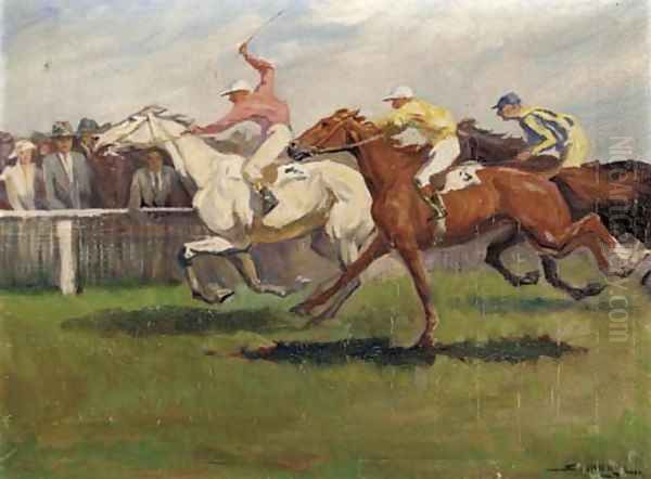 The final furlong Oil Painting by Continental School