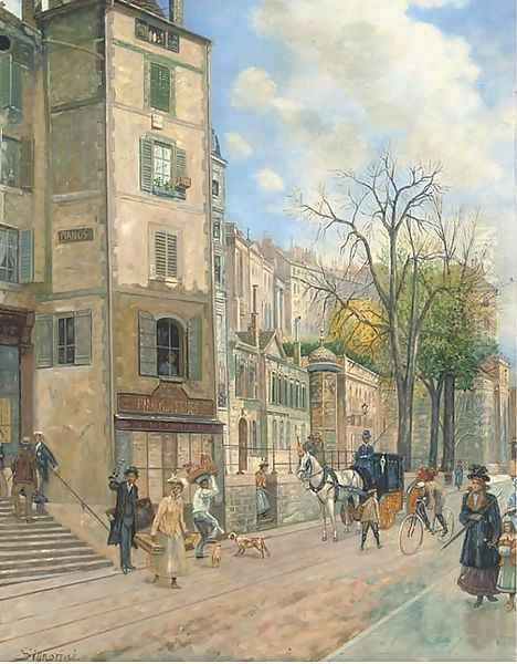 A busy street, early spring Oil Painting by Continental School