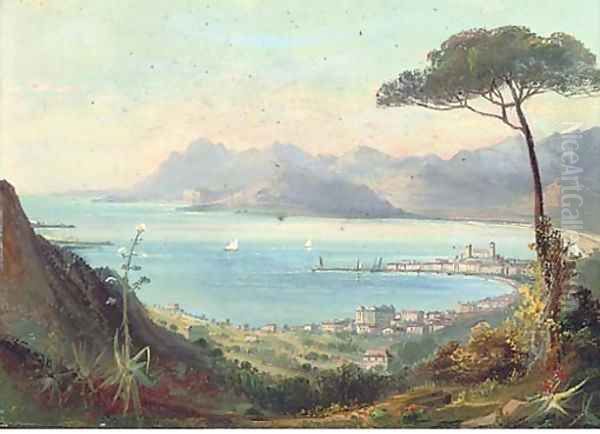 Cannes, from La Croix de la Garde; and Cannes, looking towards the Esterell mountains Oil Painting by Continental School