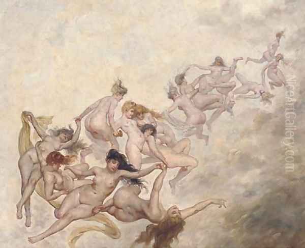 Desporting nymphs Oil Painting by Continental School