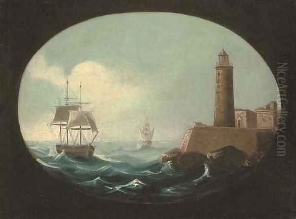 Making port in heavy weather Oil Painting by Continental School