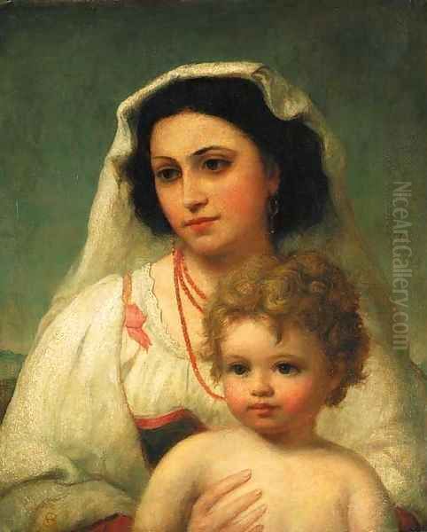 Mother and child Oil Painting by Continental School