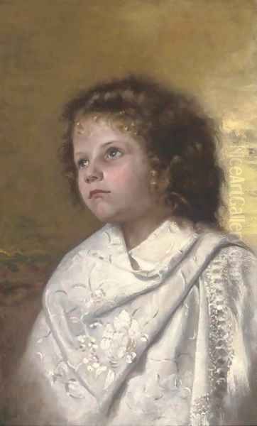 Portrait of a young girl Oil Painting by Continental School