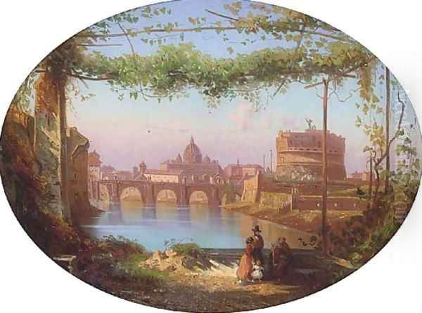 Rome, from the Tiber Oil Painting by Continental School