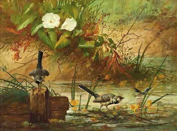 Summer pond Oil Painting by Continental School