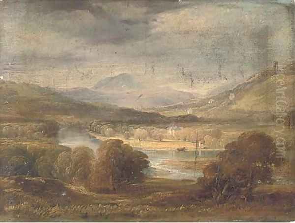 An extensive river landscape Oil Painting by Continental School