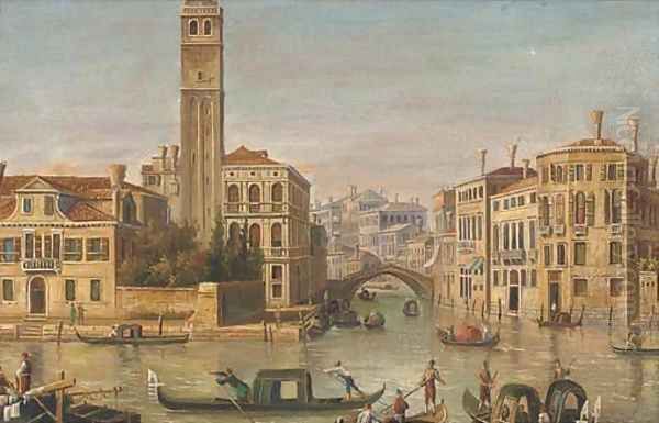 Gondolas on a canal, Venice Oil Painting by Continental School