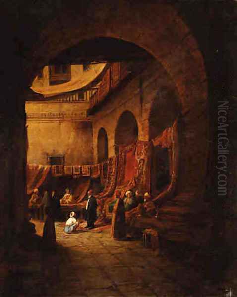 The Arab Rug Merchants Oil Painting by Continental School