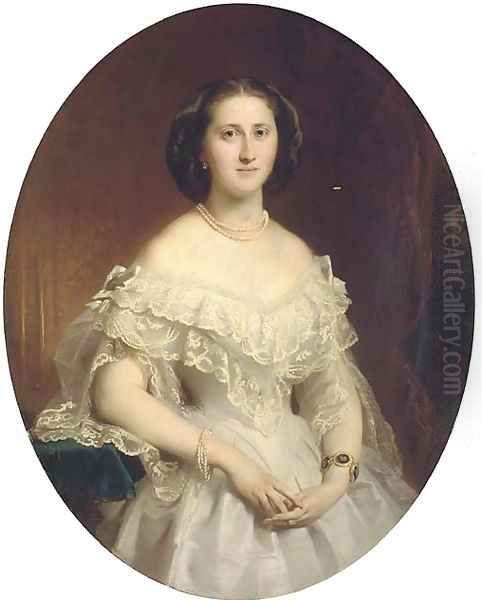 Portrait of Anna Waldeck (1838-1898) Oil Painting by German School