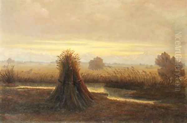 Twilight landscape Oil Painting by German School