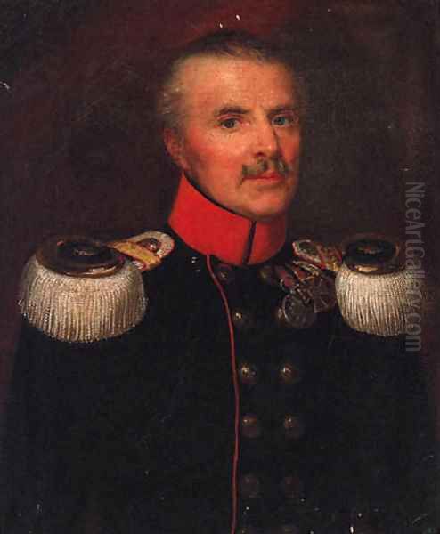 Portrait of a Continental Officer Oil Painting by German School