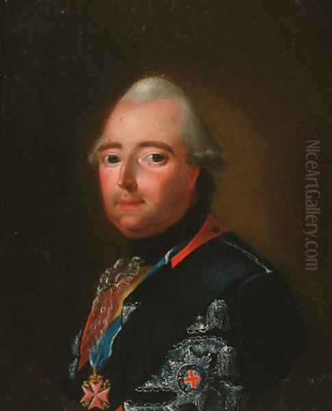 Portrait of a gentleman in military uniform with the Order of the Garter Oil Painting by German School