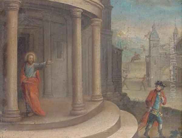 Christ driving the Money-changers from the Temple Oil Painting by German School