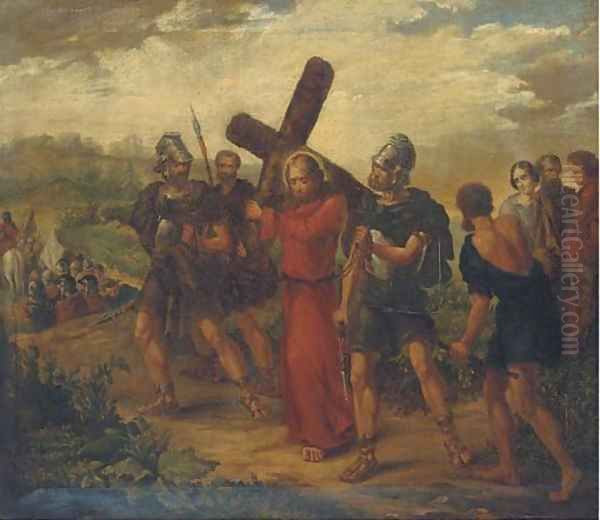 Christ on the Road to Calvary Oil Painting by German School