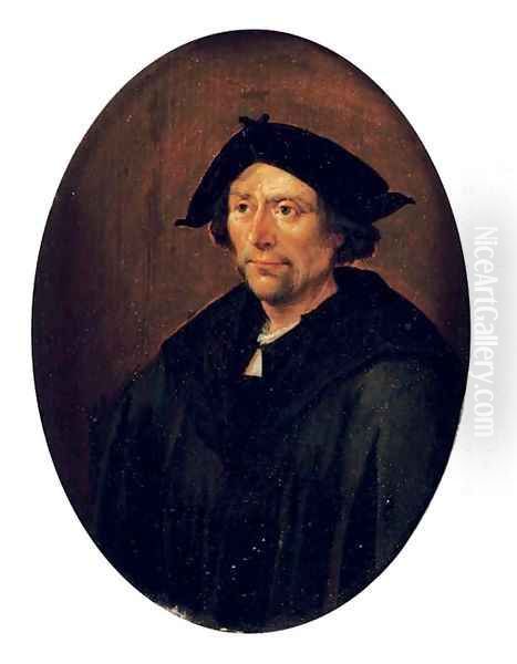 Portrait of a gentleman, half-length, in a black robe and a black hat Oil Painting by German School