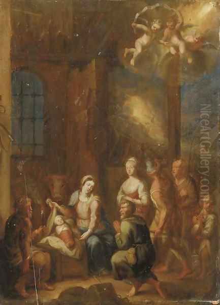 The Adoration of the Shepherds Oil Painting by German School