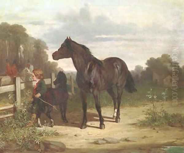 Watching the hunt Oil Painting by German School