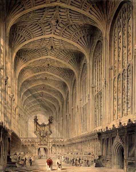 The interior of Kings College Chapel, Cambridge, c.1815 Oil Painting by Henry Sargent Storer