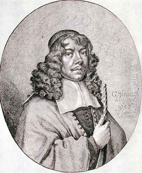 Portrait of Gabriel Schutz 1585-1672 engraved by Johann Friedrich Leonart 1633-80 1668 Oil Painting by Strauch, Georg