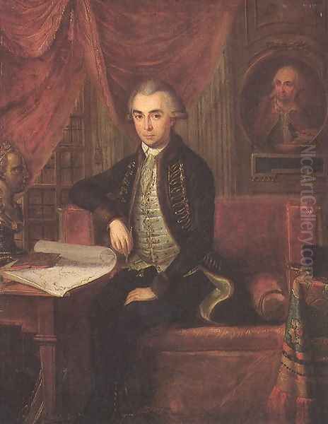 Portrait of Samuel Teleki 1787 Oil Painting by Janos Marton Stock