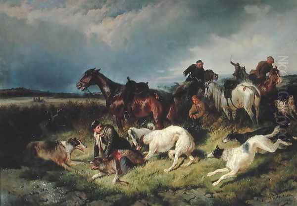 Wolf Hunting, 1873 Oil Painting by Nicolas Gregorovitch Svertschkoff