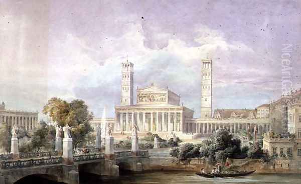 View of the planned Cathedral, 1842 Oil Painting by Friedrich August von Stuler